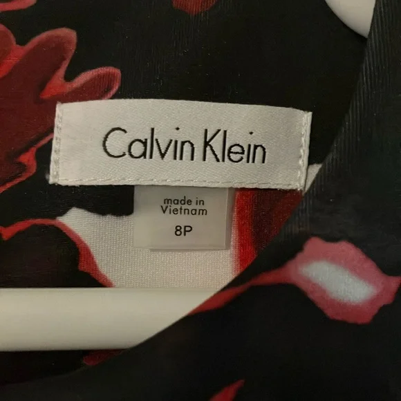 Calvin Klein Red and Black Sheath Dress Sleeveless Crew Neck Midi - Picture 2 of 5